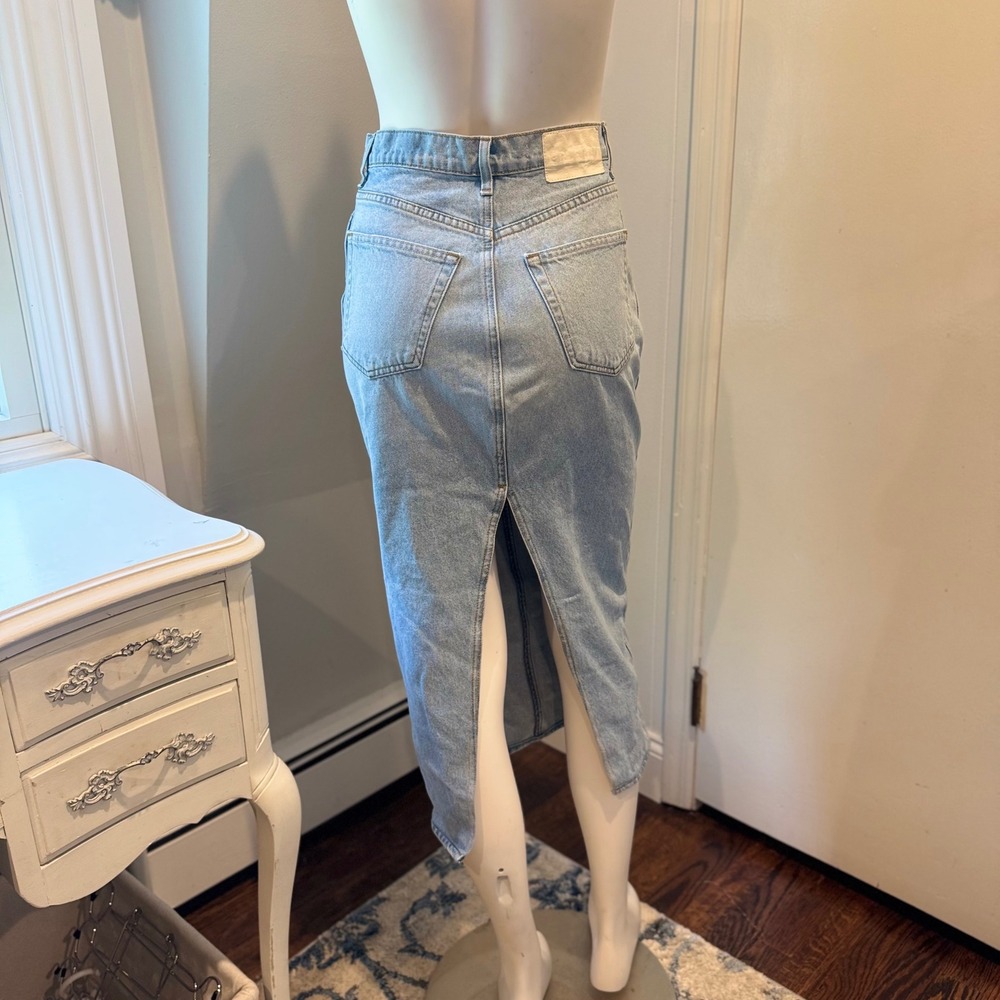 GRLFRND The Amara Maxi Pencil Skirt Back Slit Denim | Size 24 - Picture 3 of 12